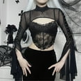 thumbnail image 3 of Aellinatey Women's Long Sleeve Sheer Mesh T-shirt Gothic Black Style Crop Top Tee Shirt, 3 of 20