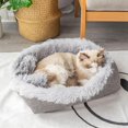 thumbnail image 3 of HLONKSmall 2-in-1 Faux Fur Calming Pet Bed with Removable Cover  Gray, 3 of 6