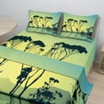 thumbnail image 2 of Ambesonne Country Fitted & Top Sheet Set with Shams, Tree Silhouettes Scenic, Yellow Blue, 2 of 8