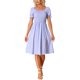 thumbnail image 1 of Vestido Gingham con Fruncido Inspire Chic para Mujer, Cuello Cuadrado, Con Abertura Lateral, Vestidos de Cuadros Casual XL Púrpura, 1 of 6