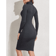 thumbnail image 4 of PrettyGuide Women's Turtleneck Sweater Dress Long Sleeve Ribbed Knit Stretch Midi Bodycon Dresses, 4 of 5