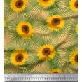thumbnail image 1 of Soimoi Modal Satin Fabric Leaves & Sunflower Floral Print Fabric by Yard 42 Inch Wide, 1 of 3