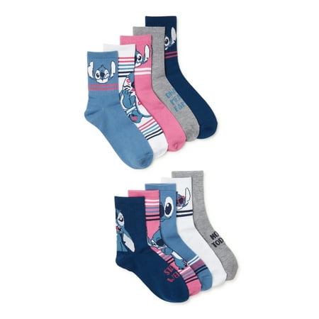 Disney Stitch Womens Graphic Crew Socks, 10-Pack, Sizes 4-10