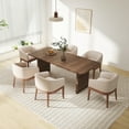 thumbnail image 3 of Guyou Modern Upholstered Dining Chairs Set of 4, Farmhouse Linen Kitchen & Dining Room Chairs with Armrests, 18" W Wooden Barrel Accent Chair Armchair for Dining Room Living Room Bedroom, Beige, 3 of 14