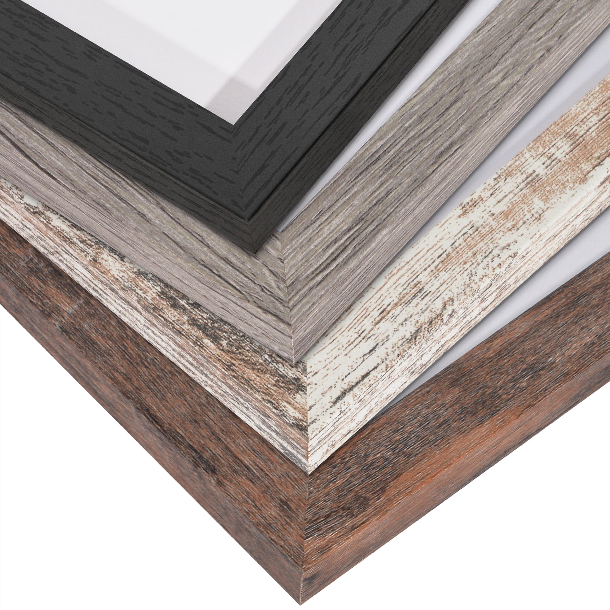 Americanflat 8x10 Picture Frame with 5x7 Mat 4 Pack - Rustic Picture Frames Shatter Resistant Glass and Easel