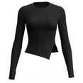 thumbnail image 5 of Womens Tops Long Sleeved Slit Sports Fitness Yoga Slim Suit Top,Tops for Women Black M, 5 of 6