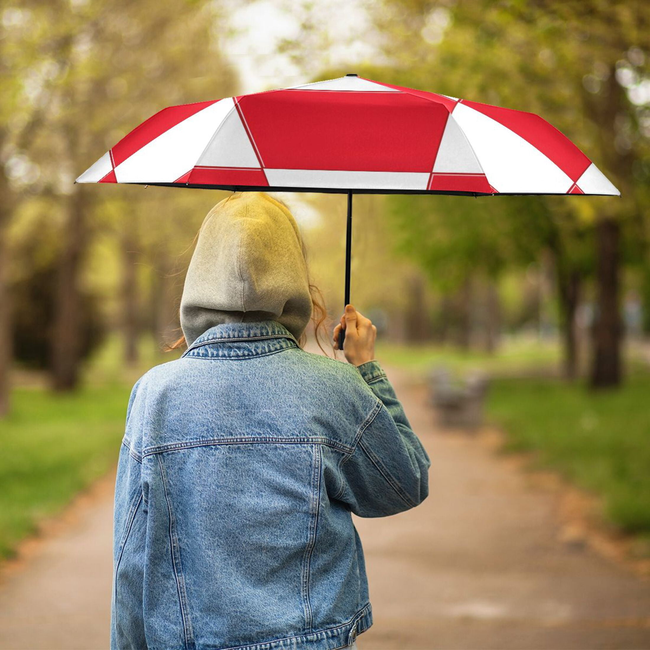 ALAZA Checkered Grid-t9 UPF 50+ Compact Folding Umbrella for Rain Travel Umbrella Packable