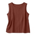 thumbnail image 5 of Sahpxhe Women's Cotton Linen Tank Tops Summer Crew Neck Sleeveless Undershirts Casual Loose Lightweight Blouse Shirt Wine XXL, 5 of 6