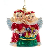 Kurt S. Adler Noble Gems Glass Angels with Gifts Ornament, 4-Inches, Multicolor