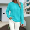 thumbnail image 2 of Holzkary Womens Lightweight Cable Knit Trendy Classic Pullover Sweaters Fall Outfits 2025 Fall Solid Round Neck Knit Long Sleeve Sweater Soft Business Casual Knit Jumper Top Sky Blue Xl, 2 of 6