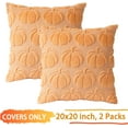 thumbnail image 3 of Pumpkin Fall Decorative Throw Pillow Covers 20"x20", Set of 2 Light Gold Soft Faux Fur Pillow Covers for Autumn Harvest, Fluffy Plush Accent Pillow Cases for Farmhouse Couch Cushion Covers, 3 of 15