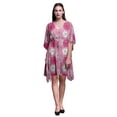 thumbnail image 1 of Bimba Light Pink3 Floral Carnation Womens Short Beach Kaftan Beachwear Bikini Coverup Midi Dress-XL-3X, 1 of 5
