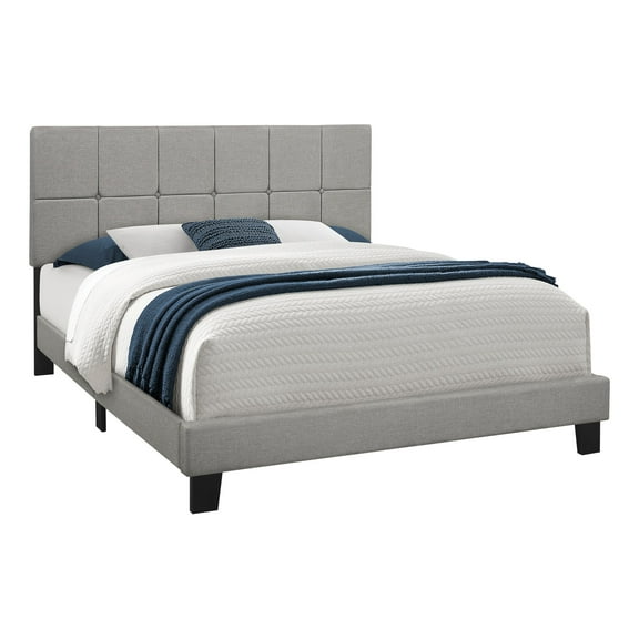 Monarch Specialties Bed - Queen Size, Grey Linen