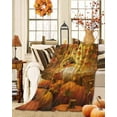 thumbnail image 2 of Cute Pumpkin Flannel Blanket for Bed,Travel and Camping, Fox Super Soft Cozy Blanket for All Seasons 60"x80", 2 of 6