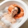 thumbnail image 5 of ZLKMQM Bath Pillow for Tub with Suction Cups, Waterproof PVC Foam Bathtub Cushion, Ergonomic Head Neck Back Support, Breathable 4D Air Mesh, Home Spa and Jacuzzi Accessory Orange, 5 of 6