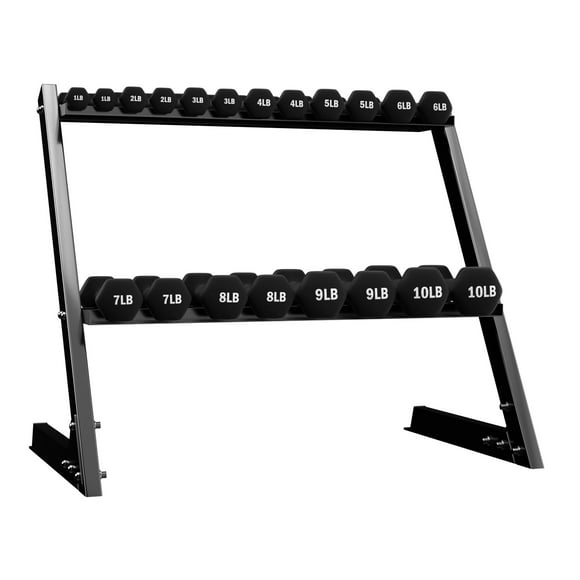 BalanceFrom Fitness 110 Pound Neoprene Coated Dumbbell Set with Stand