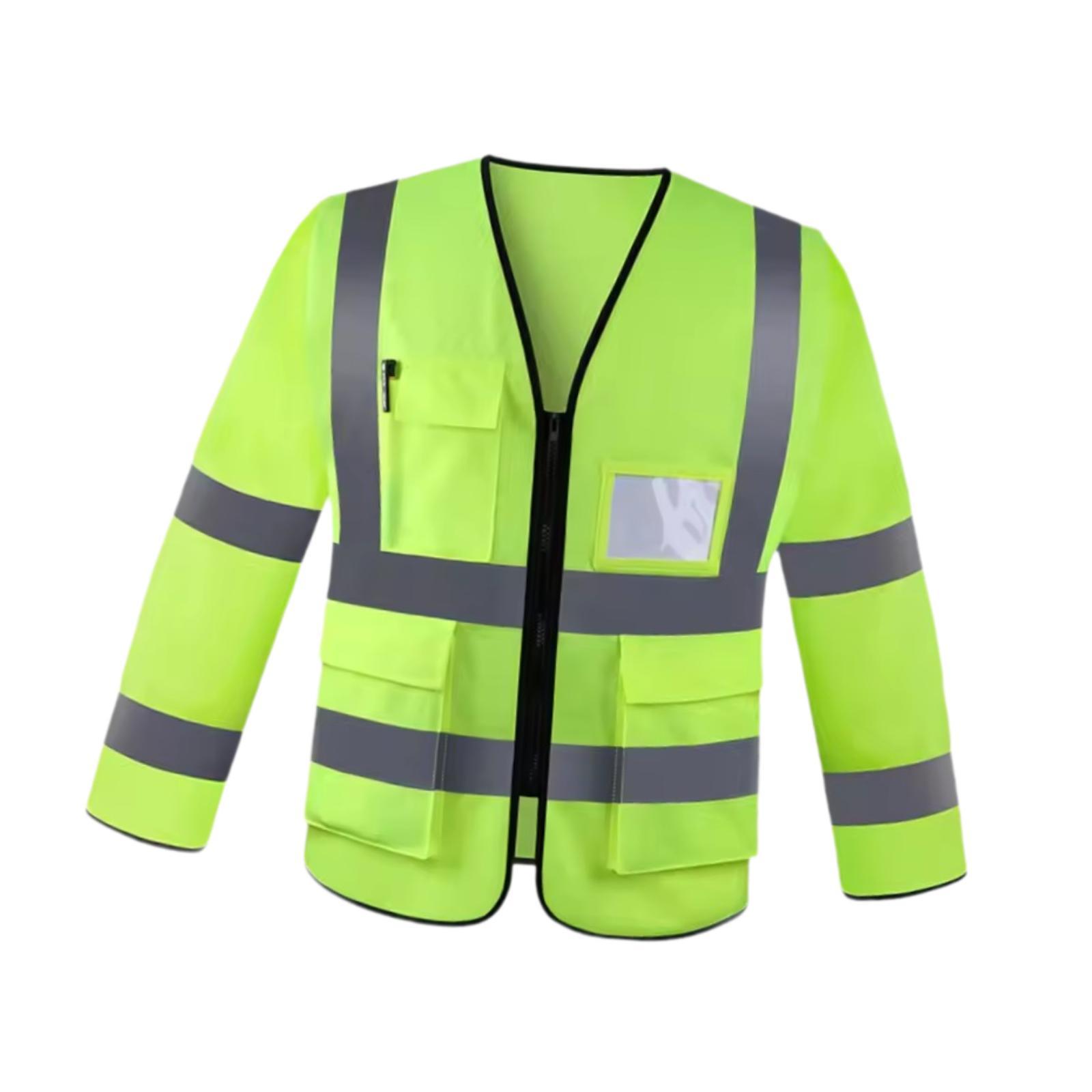 Reflective Safety Vest Work Clothing High Visibility Lightweight Long Sleeve for Men Women Surveyors