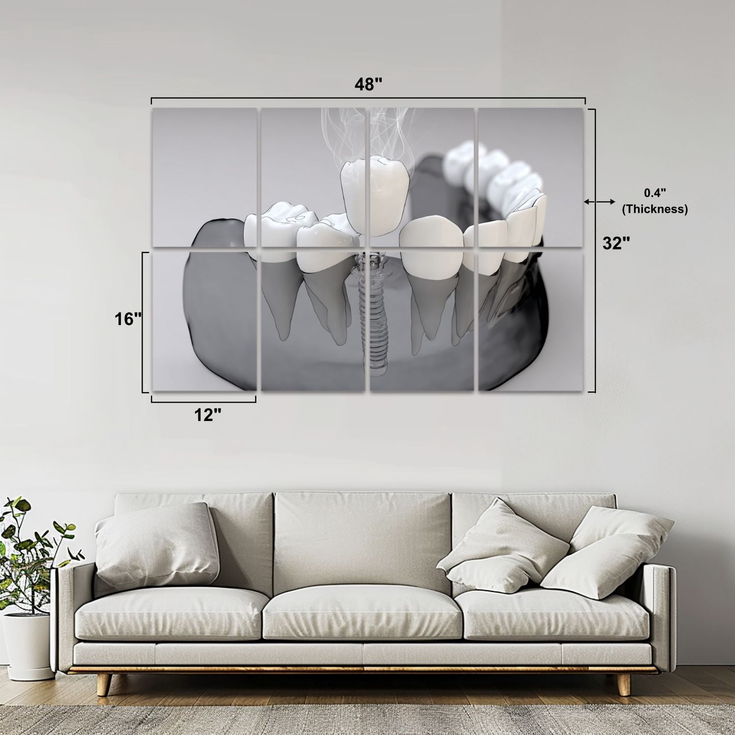 Dental 8 Pack Art Acoustic Panels Sound Absorbing 3D Anatomy implant Dental Decorative Soundproof Wall Panels Self Adhesive for Physician Hospital Office 48"x32"