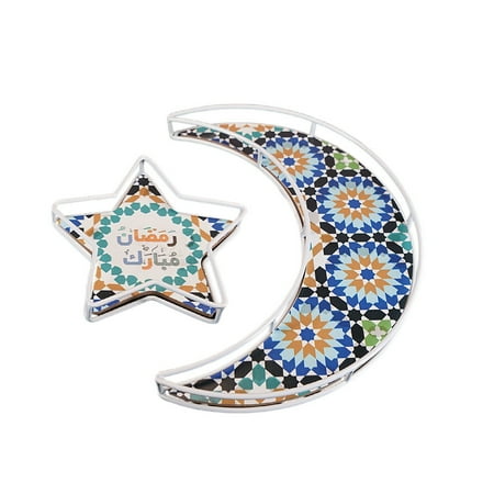 

2PCS Ramadan Moon Star Dessert Tray Iron Art Plate Dining Plate Kitchen Plate Nut Fruit Cake Tray Crescent Tray