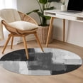 thumbnail image 4 of Black Abstract Round Area Rug 4Ft Washable Circle Rugs for Bedroom Dining Room, Grey Geometric Oil Painting Vintage Ombre Non-Slip Carpet Floor Mats Indoor Outdoor Carpet Runner Aesthetic Home Decor, 4 of 8