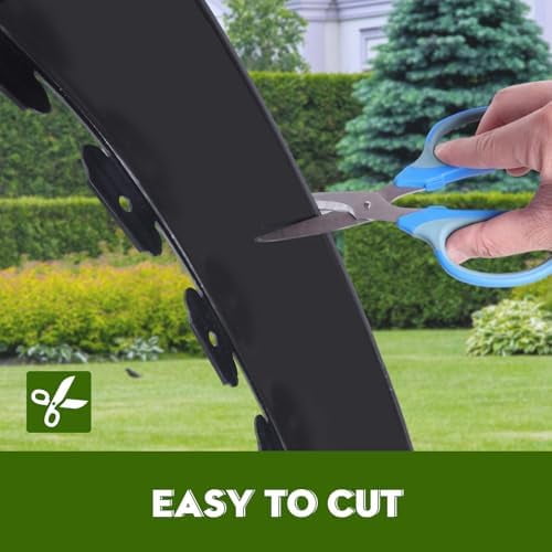 No Dig Landscape Edging 66FT, 2 Inch Plastic Edging for Landscaping with 200 Spikes, for Garden, Lawn, Flower Beds and Yard, Black
