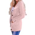 thumbnail image 3 of Suéter de Punto de Larga para Mujer, Otoño 2025, Cárdigan Abierto con Botones, Prenda Exterior Holgada Rosa L, 3 of 8