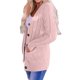 thumbnail image 3 of Suéter de Punto de Larga para Mujer, Otoño 2025, Cárdigan Abierto con Botones, Prenda Exterior Holgada Rosa L, 3 of 8