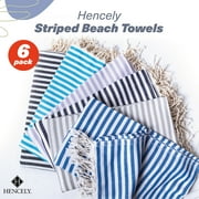 Hencely Aqua Stripe Turkish Beach Towel - Set of 6
