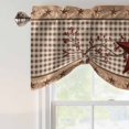 thumbnail image 5 of Tie Up Valances for Windows, Texas Star Vintage Adjustable Valance Curtains Window Treatment for Living Room/Bedroom, Brown Checkered Berry Farmhouse Rod Pocket Kitchen Curtains & Drapes 42x12 Inch, 5 of 9