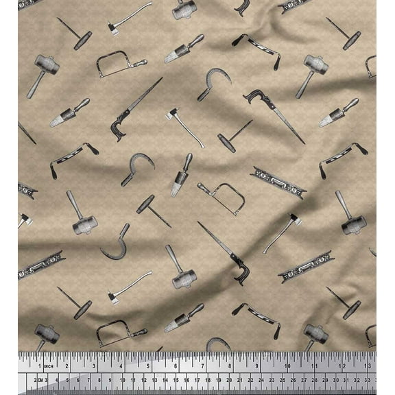 Soimoi Brown Cotton Duck Fabric Square & Tools Hardware Fabric Prints By Yard 42 Inch Wide