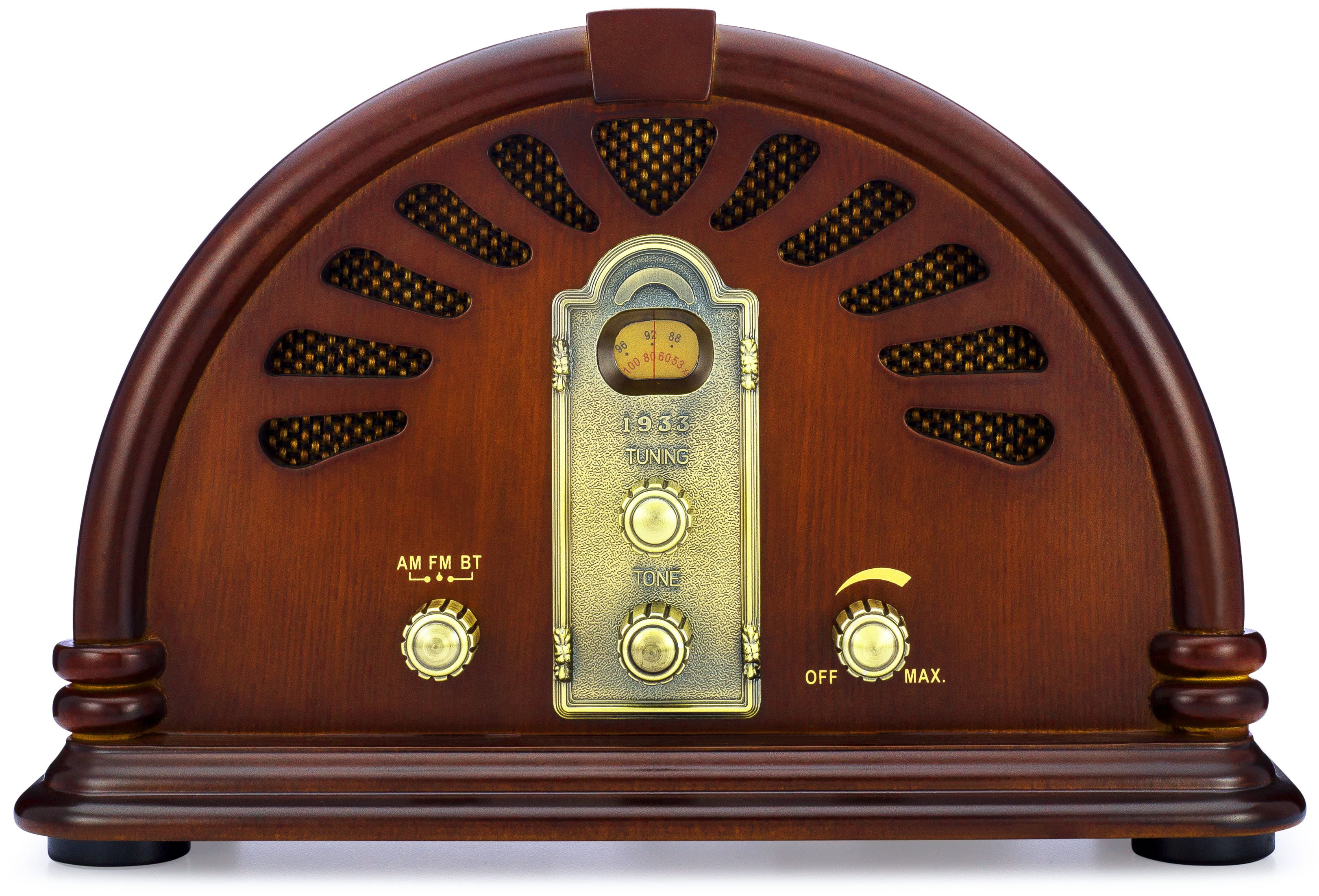 ClearClick Classic Vintage Retro Style AM/FM Radio with Bluetooth - Handmade  Wooden Exterior 