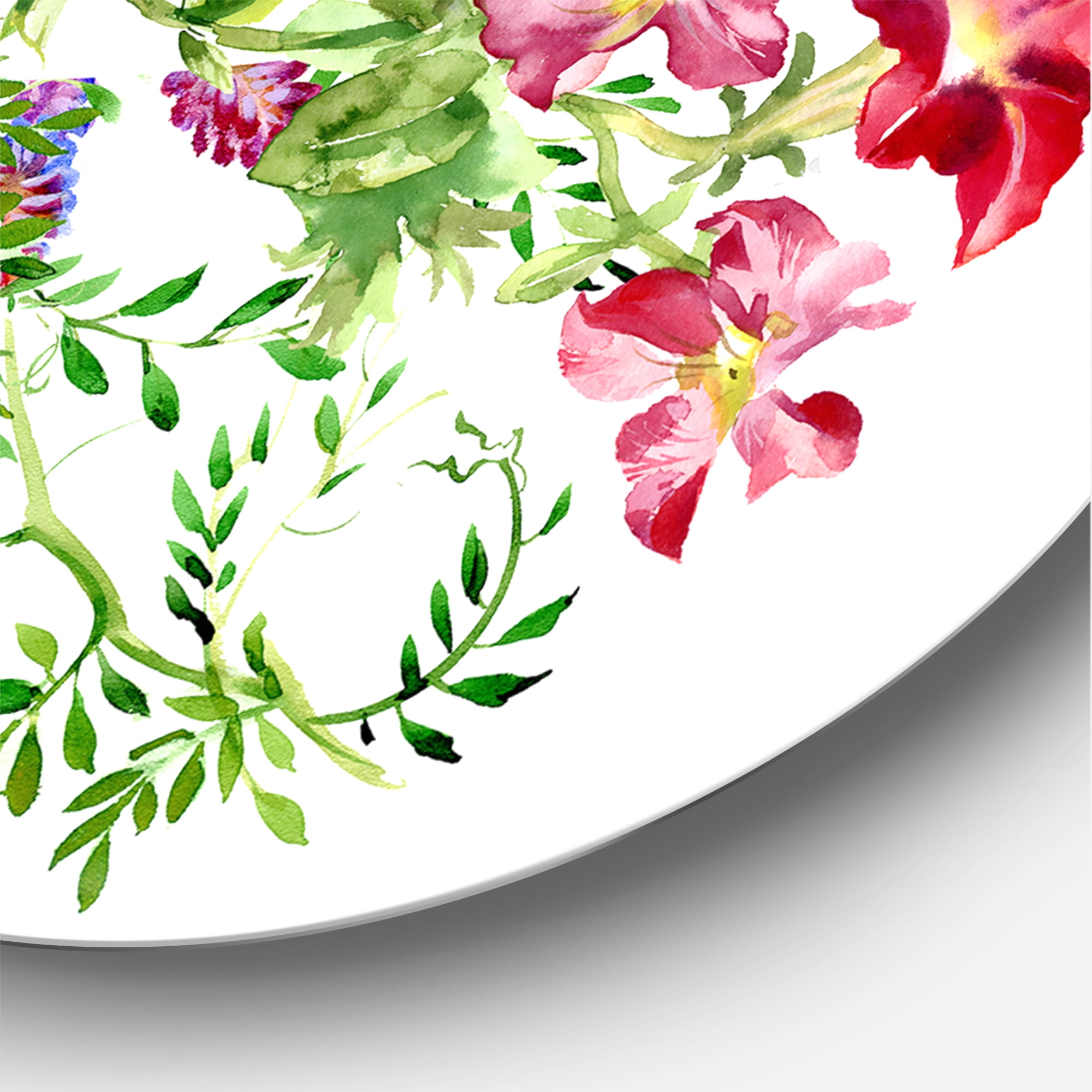 Designart 'Tropical Birds Sitting On Blooming Tree' Traditional Circle Metal Wall Art 23x23 - Disc of 23