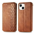 thumbnail image 4 of Compatible for iPhone 15 Plus Wallet Case, Embossed Pattern PU Leather Magnetic Closure Flip Cover with Credit Card Slots Kickstand Soft Silicone Anti-Scratches Shockproof Case, Brown, 4 of 10