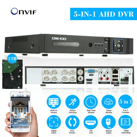 OWSOO  XVR 8CH Channel 1080P Hybrid NVR AHD TVI CVI 5-in-1 PTZ Network DVR CCTV Security P2P Support for Android/IOS APP Control Motion Detection for Surveillance (Best P2p App For Android)