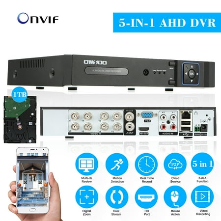 Dual Ptz Network Camera OWSOO XVR 8CH Channel 1080P Hybrid NVR AHD TVI CVI DVR 5-in-1 PTZ Network CCTV Security P2P Support for Android/IOS APP Control Motion Detection for Surveillance Camera ()
