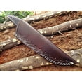 thumbnail image 3 of 9" Long Damascus steel skinning knife, 4.5" hand forged full tang blade with 4" cutting, Bull horn Scale, cow hide Leather sheath, 3 of 6
