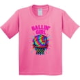 thumbnail image 3 of Inktastic Ballin' Girl Basketball Rainbow Splash Youth T-Shirt, 3 of 5