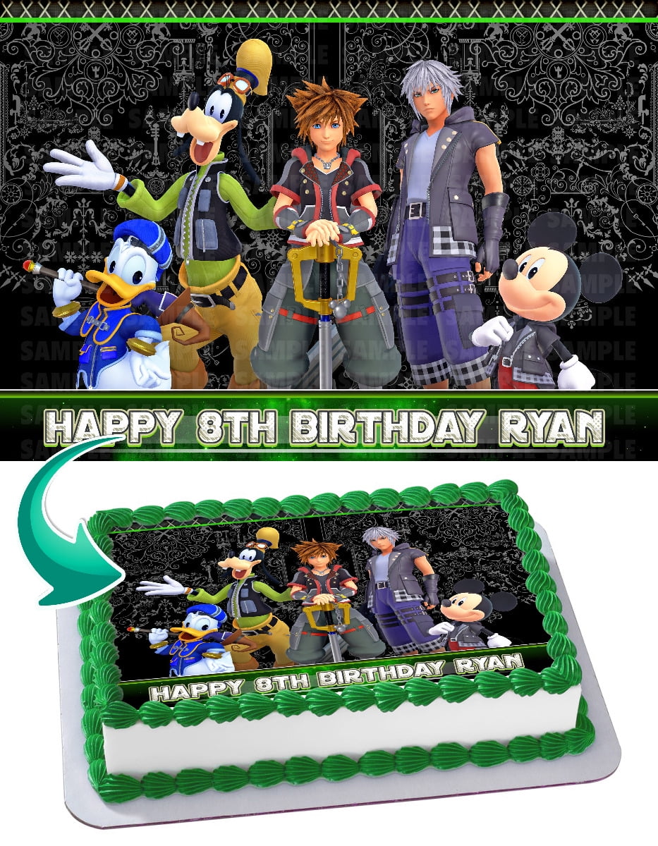 Kingdom Hearts 3 8" Round glaçage cake topper