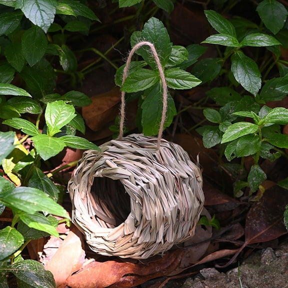 IMIKEYA 3-Piece Multi-Color Woven Grass Garden Bird Nest Set and Stable Outdoor Birdhouse