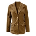 thumbnail image 5 of Ndbuld Jackets for Women Fashion Women Button Turndown Collar Solid Long Sleeve Jacket Coat,Brown,M, 5 of 6