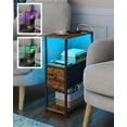thumbnail image 3 of Small Narrow LED End Table with Charging Station, Side Table Outlets, Nightstand with Cloth Drawer, Set of 2, Couch Table, for Living Room, Bedroom, Bedside, Brown, 3 of 18