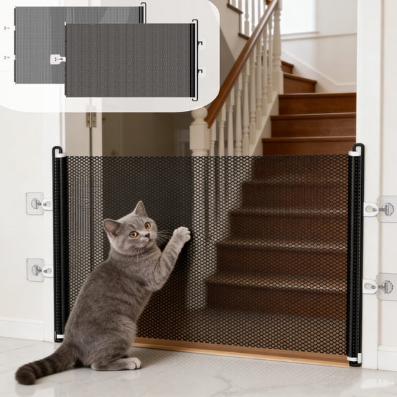 No-drill Pet Gate for Doorways, Expandable Pvc Pet Fence with Locking Door, Jump-proof Barrier for Dogs & Cats, Pressure-mount Stair & Entrance Gate, Topliu
