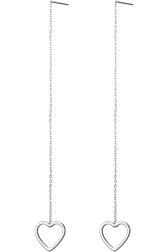 Silver Heart Threader Dangle Earrings for Women Tiny Cute Love Chain Drop Earrings Hollow Heart Threader Tassel Dangling Earrings Jewelry Gift for Her[p2282]