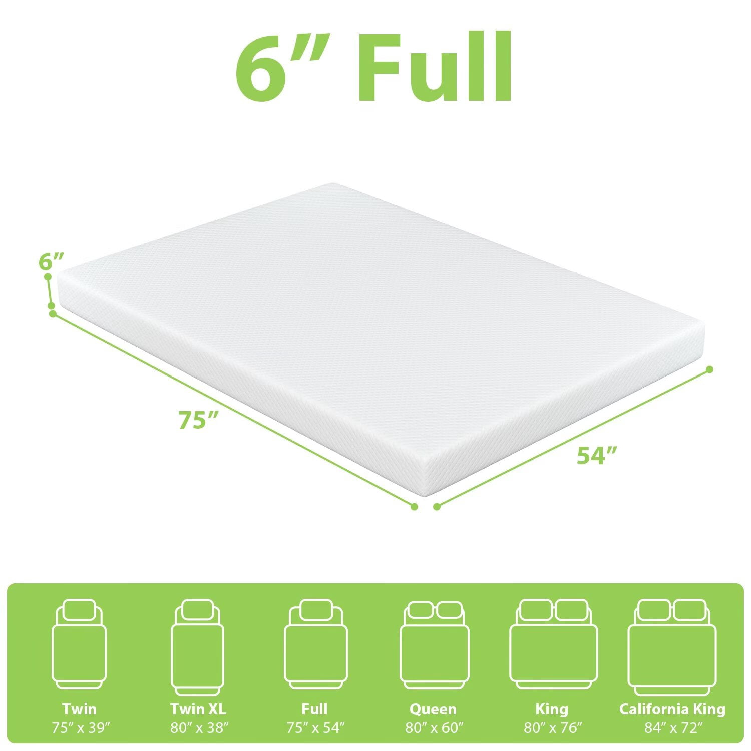 YRLLENSDAN Full Size Mattress 6 Inch Full Bed Mattress Fiberglass Free Certipur-Us Certified Cool Sleep & Comfy Support Full Mattress in a Box Memory Foam Mattress Full Size Bed Mattress