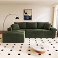 thumbnail image 6 of Dekaisok 105" Boneless Modular Sectional Sofa, Oversized L-Shaped Cloud Couch, No Assembly Required, Deep Seat Corduroy Living Room Sofa, Green (Left Facing Chaise), 6 of 9