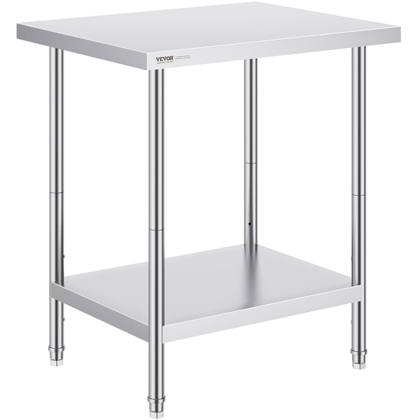 Mesa de preparación VEVOR de acero inoxidable de 24 x 30 x 34 cm con capacidad de 318 kg