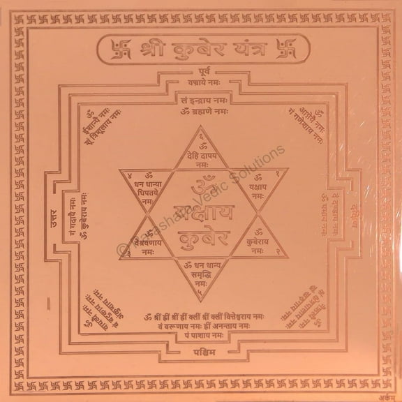 Kuber Yantra/Kubera Yantra - Copper - (2 x 2 inches, Brown)