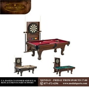 7.5 ft Billiard Pool Table with Cue Rack, Dartboard, and Game Accessories, Burgundy, by Barrington Billiards