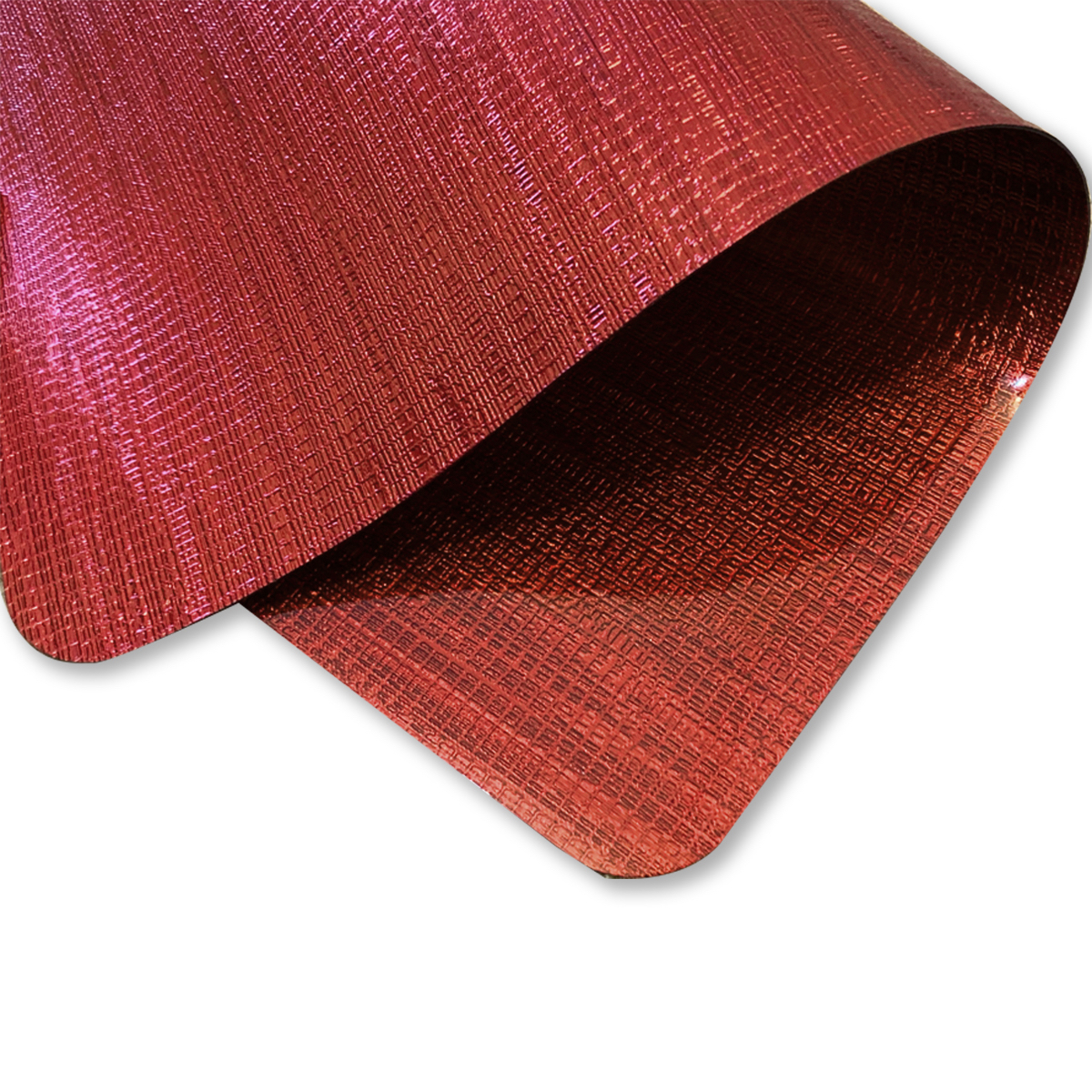 Dainty Home Metallic Galaxy Vinyl Smooth Linear Striped Textured Reversible 12" x 18" Rectangular Placemat Set of 4 in Red