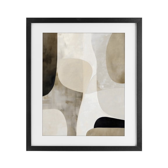 Stupell Industries Mid-Century Tan Shapes Organic Balance Black Framed Print Under Glass, 13 x 16, by Ink Drop Loft